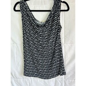 Old Navy Black White Geometric Print Cowl Neck Sleeveless Tank Top Womens L